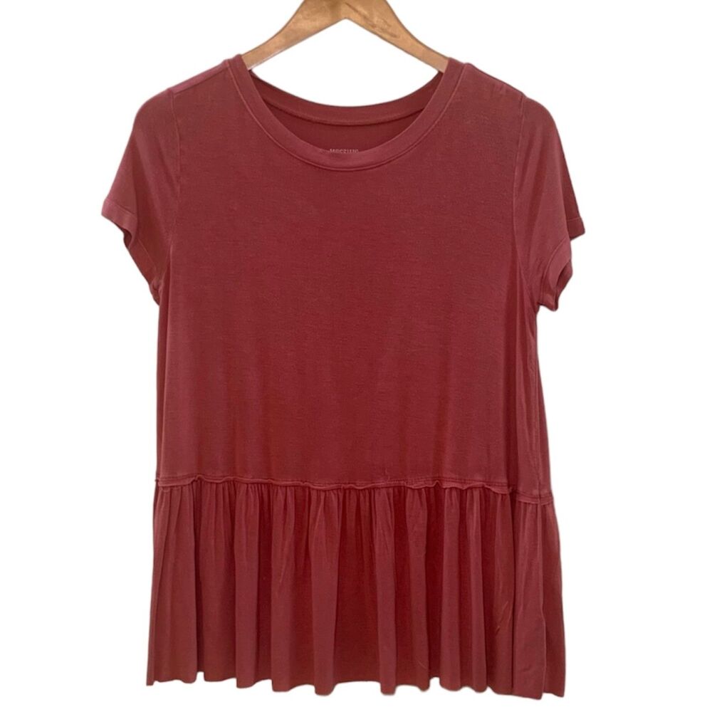 Mossimo Supply Co. Peplum Short Sleeve Tee Pink Coral Size Extra Small XS